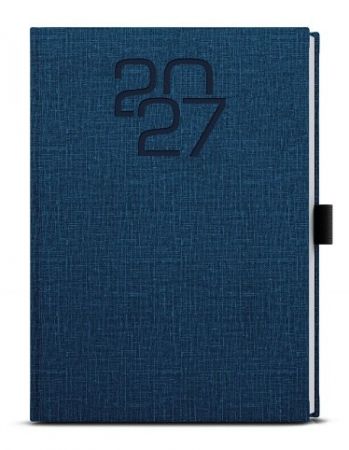 Diář denní - David - Fabric - A5 - modrá 2027, 14,3cm x 20,5cm, BDD27-1-27