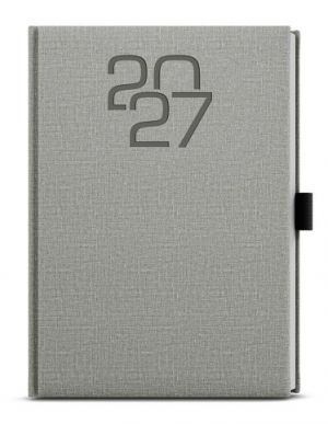 Diář denní - David - Fabric - A5 - šedá 2027, 14,3cm x 20,5cm, BDD27-9-27
