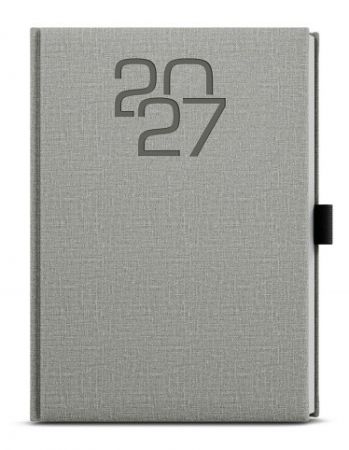 Diář denní - David - Fabric - A5 - šedá 2027, 14,3cm x 20,5cm, BDD27-9-27