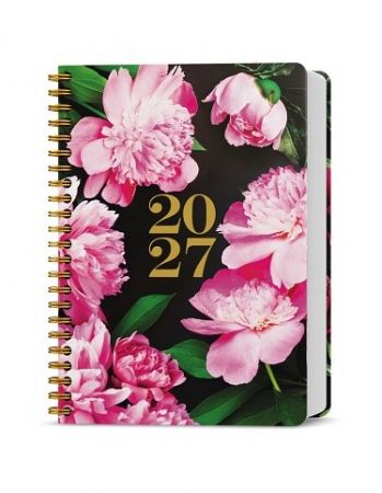 Diář denní - David - Twin - Pivoňky 2027, 14,3cm x 20,5cm, BDD9S-1-27