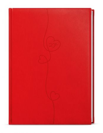 Diář denní - David - Vivella s ražbou - A5 - červená - Srdce 2027, 14,3cm x 20,5cm, BDD61-