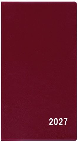 Diář měsíční  - Františka - PVC - bordó 2027, 9cm x 17cm, BMF1-3-27