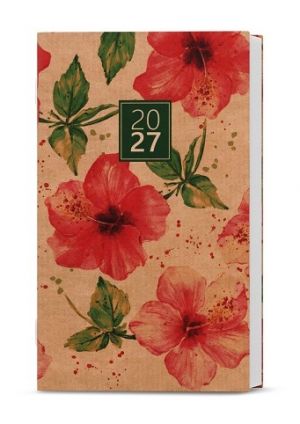 Diář měsíční  - Marika - kraft - Ibišek 2027, 9cm x 15cm, BMM2-1-27
