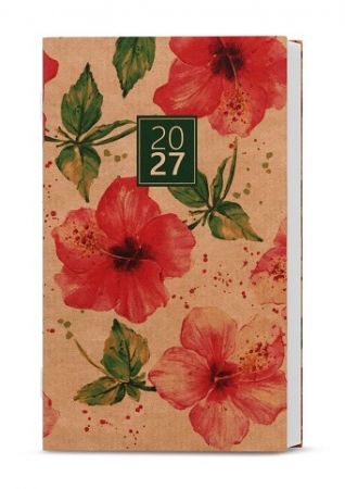 Diář měsíční  - Marika - kraft - Ibišek 2027, 9cm x 15cm, BMM2-1-27