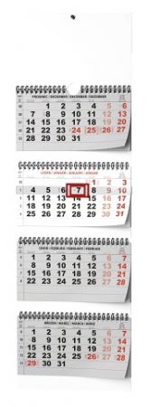 Kalendář nástěnný - Čtyřměsíční - skládaný (s mezinárodními svátky) 2027, 29,2cm x 90cm, B