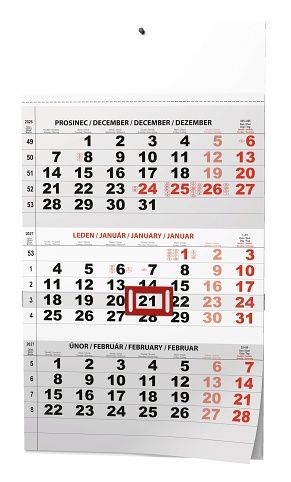 Kalendář nástěnný - Tříměsíční - A3 (s mezinárodními svátky) - černý 2027, 29,2cm x 42cm, 