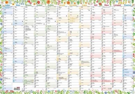 Kalendář nástěnný roční B1 - květiny 2027, 96,4cm x 67cm, BKA6-27