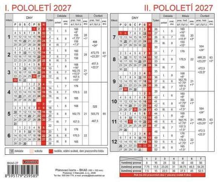 Plánovací karta 2027, 18cm x 15cm, BKA0-27