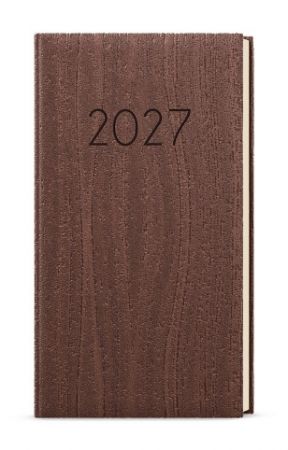 Diář týdenní - Jakub - Wood - kapesní - hnědá 2027, 7,5cm x 15cm, BTJk65-7-27