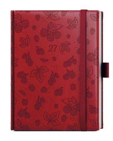 Diář týdenní - Prokop - Vivella extra - B6 - bordó - Maliny 2027, 12cm x 16,5cm, BTP62-3-2