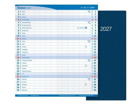 Diář měsíční 2027 M101/PVC modrý, 8cm x 18cm x 0,3cm, 7781648