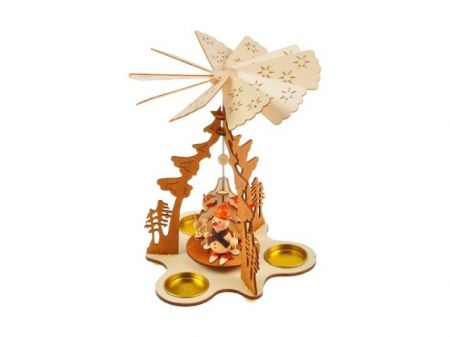 Svícen točící dřevěný 17,5x17,5x23,5cm OBBD-21596AN