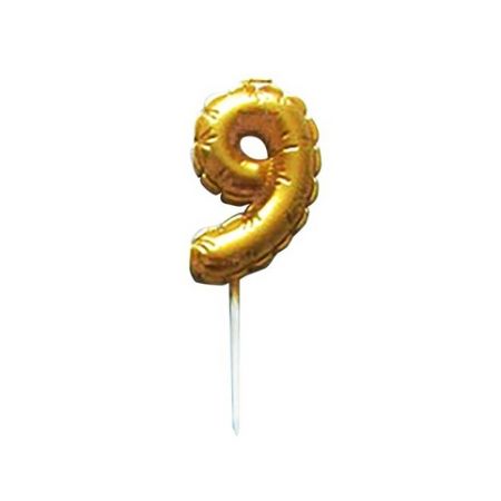 Dortová svíčka BALÓNEK 9 3,7X5,9CM  268659 ZLATÁ