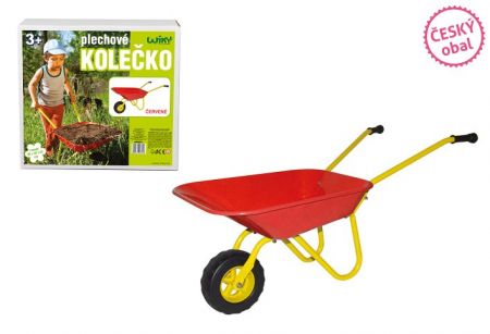 Plechové kolečko - červené 82x42x35 cm - Český obal