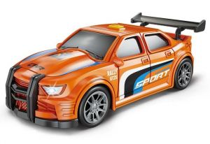 Auto závodní oranžové s efekty 16 cm