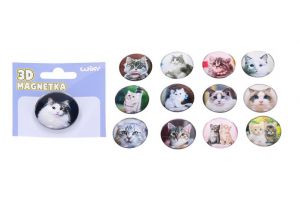 Magnet skleněný kočka 4 cm mix