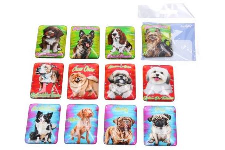 Magnet skleněný pes 4,6x6,8 cm mix