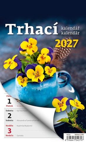 Kalendář nástěnný týdenní trhací kalendář A5, Týždenný trhací kalendár A5 2027, 14,6cm x 2