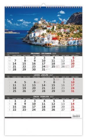 Kalendář nástěnný Pobřeží – 3měsíční/Pobrežie – 3mesačné 2027, 31,5cm x 45cm, N202-27
