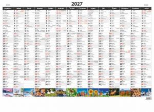 Kalendář nástěnný Plánovací roční mapa A1 obrázková 2027, 88cm x 64cm, N220-27