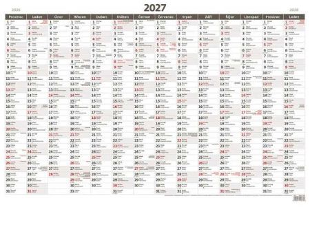 Kalendář nástěnný Plánovací roční mapa A1 bezobrázková 2027, 88cm x 64cm, N221-27