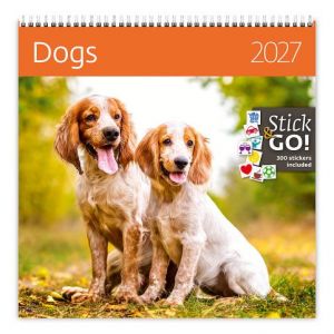 Kalendář nástěnný plánovací Dogs 2027, 30cm x 30cm, LP02-27