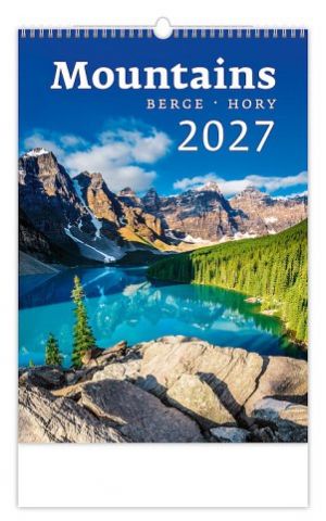 Kalendář nástěnný Mountains/Berge/Hory 2027, 31,5cm x 45cm, N126-27