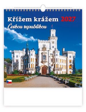 Kalendář nástěnný Křížem krážem Českou republikou 2027, 30cm x 30cm, N173-27
