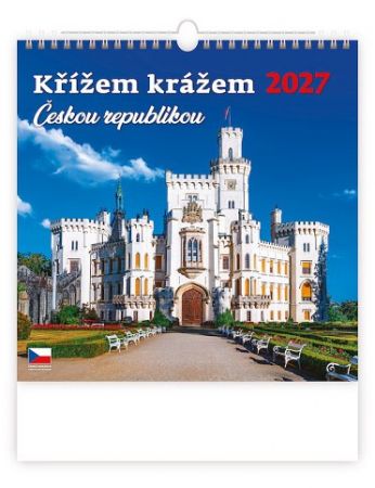 Kalendář nástěnný Křížem krážem Českou republikou 2027, 30cm x 30cm, N173-27