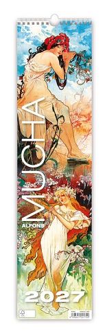 Kalendář nástěnný Alfons Mucha 2027, 12cm x 48cm, N194-27