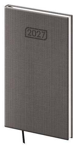 Diář týdenní kapesní Zephir - šedá 2027, 8cm x 15cm, DZE426-1-27