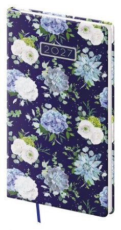 Diář týdenní kapesní Vario Lyra - Floral 2027, 8cm x 15cm, DVL426-12-27