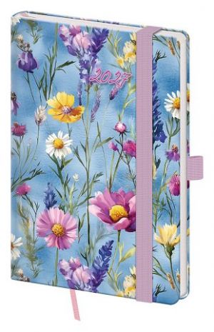 Diář týdenní kapesní Vario - Wildflowers s gumičkou 2027, 9cm x 14cm, DVR436-27-27
