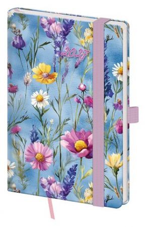 Diář týdenní kapesní Vario - Wildflowers s gumičkou 2027, 9cm x 14cm, DVR436-27-27