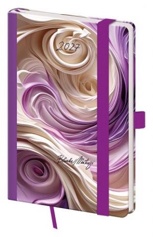 Diář týdenní kapesní Vario - Matragi Violet s gumičkou 2027, 9cm x 14cm, DVR436-29-27