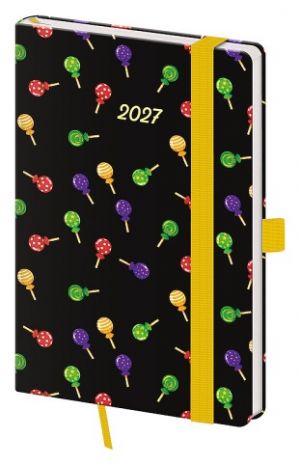 Diář týdenní kapesní Vario - Lollipop s gumičkou 2027, 9cm x 14cm, DVR436-26-27