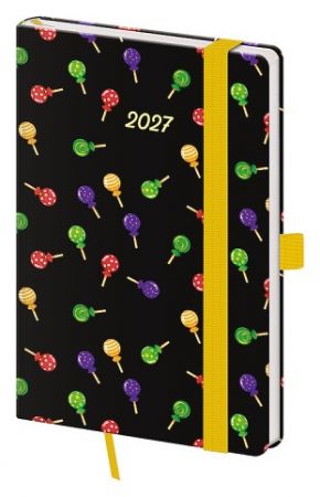 Diář týdenní kapesní Vario - Lollipop s gumičkou 2027, 9cm x 14cm, DVR436-26-27
