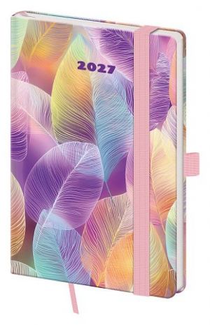 Diář týdenní kapesní Vario - Feathers s gumičkou 2027, 9cm x 14cm, DVR436-20-27