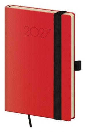 Diář týdenní kapesní New Praga - červená 2027, 9cm x 14cm, DNP436-8-27