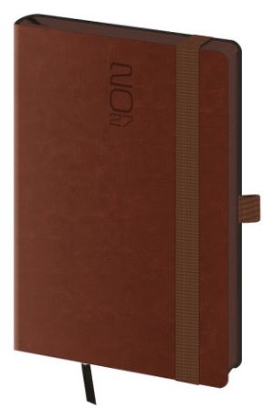 Diář týdenní kapesní Memory s gumičkou - tmavě hnědá 2027, 9cm x 14cm, DM436-1-27