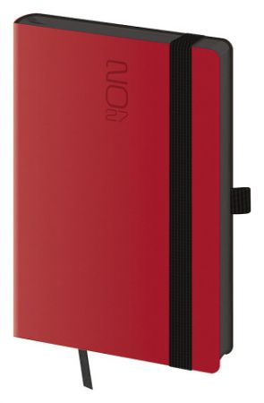 Diář týdenní kapesní Memory s gumičkou - červená 2027, 9cm x 14cm, DM436-4-27