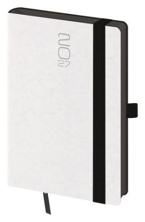 Diář týdenní kapesní Memory s gumičkou - bílá 2027, 9cm x 14cm, DM436-3-27