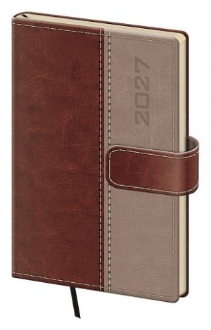 Diář týdenní kapesní Classic s magnetem - hnědá NEW 2027, 9cm x 14cm, DCL436-1-27