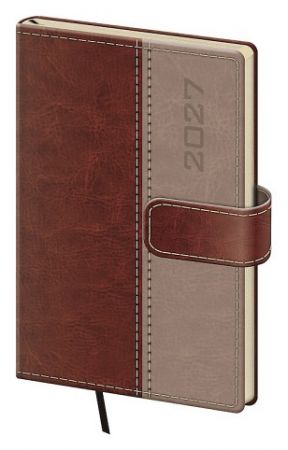 Diář týdenní kapesní Classic s magnetem - hnědá NEW 2027, 9cm x 14cm, DCL436-1-27
