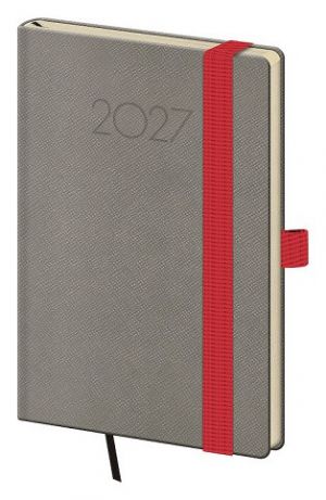 Diář týdenní kapesní New Praga - šedá 2027, 9cm x 14cm, DNP436-4-27