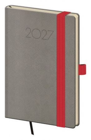 Diář týdenní kapesní New Praga - šedá 2027, 9cm x 14cm, DNP436-4-27