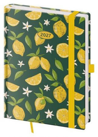 Diář týdenní B6 Vario - Lemons s gumičkou 2027, 12cm x 16,5cm, DVR433-21-27