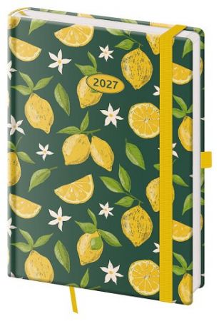 Diář týdenní A5 Vario - Lemons s gumičkou 2027, 14,3cm x 20,5cm, DVR423-21-27