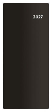 Diář měsíční kapesní - Torino - černá 2027, 7,7cm x 17,8cm, PT01-01-27