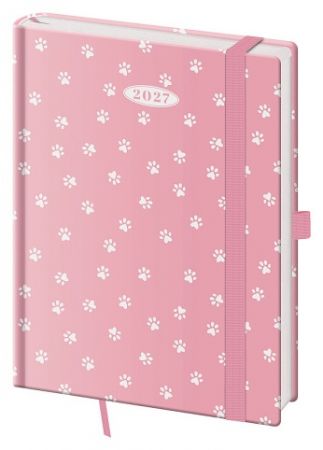 Diář denní B6 Vario - Paws s gumičkou 2027, 12cm x 16,5cm, DVR432-24-27